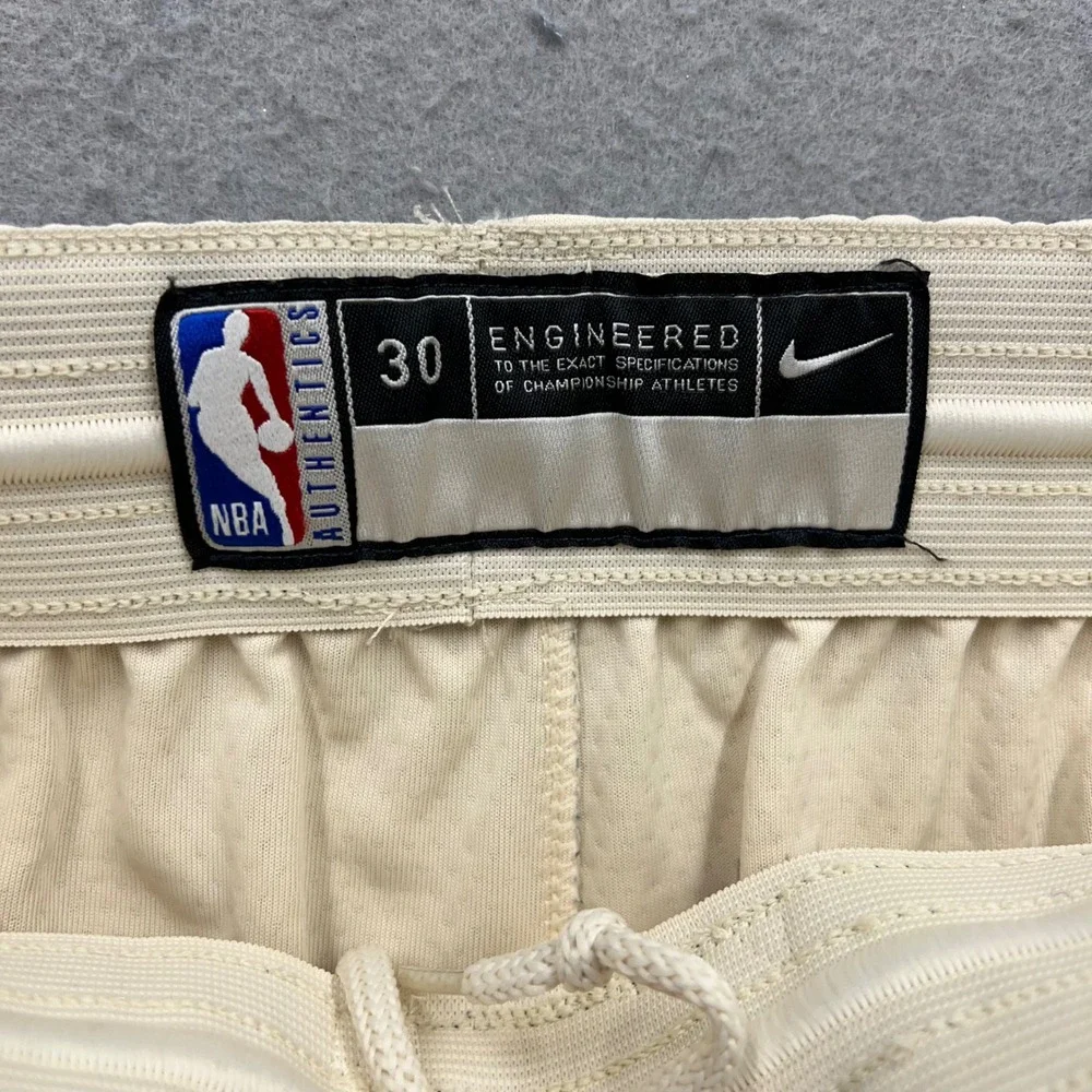 Nike Milwaukee Bucks NBA Authentic Shorts Cream Green Blue Small 30 2093